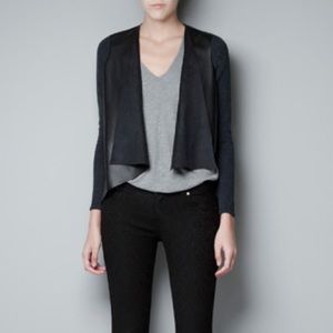 Zara leather blazer / cardigan, navy